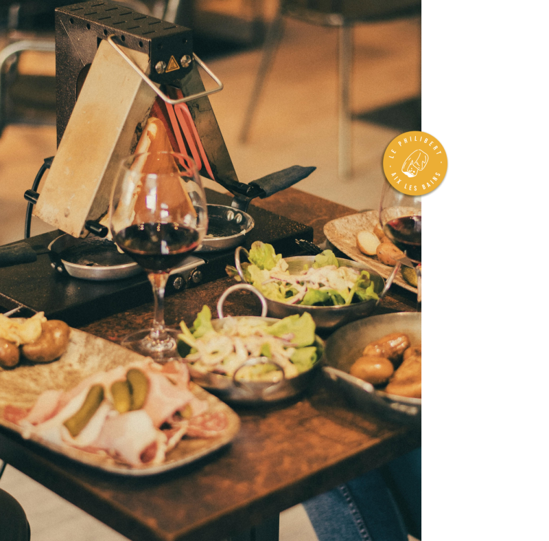 Le restaurant - Le Philibert - Restaurant Thermes Chevalley - Restaurant Aix les Bains - Restaurant savoyard Aix les Bains - Restaurant place Carnot - Restaurant Casino Grand Cercle - Restaurant lac du Bourget - Restaurant centre ville Aix les Bains